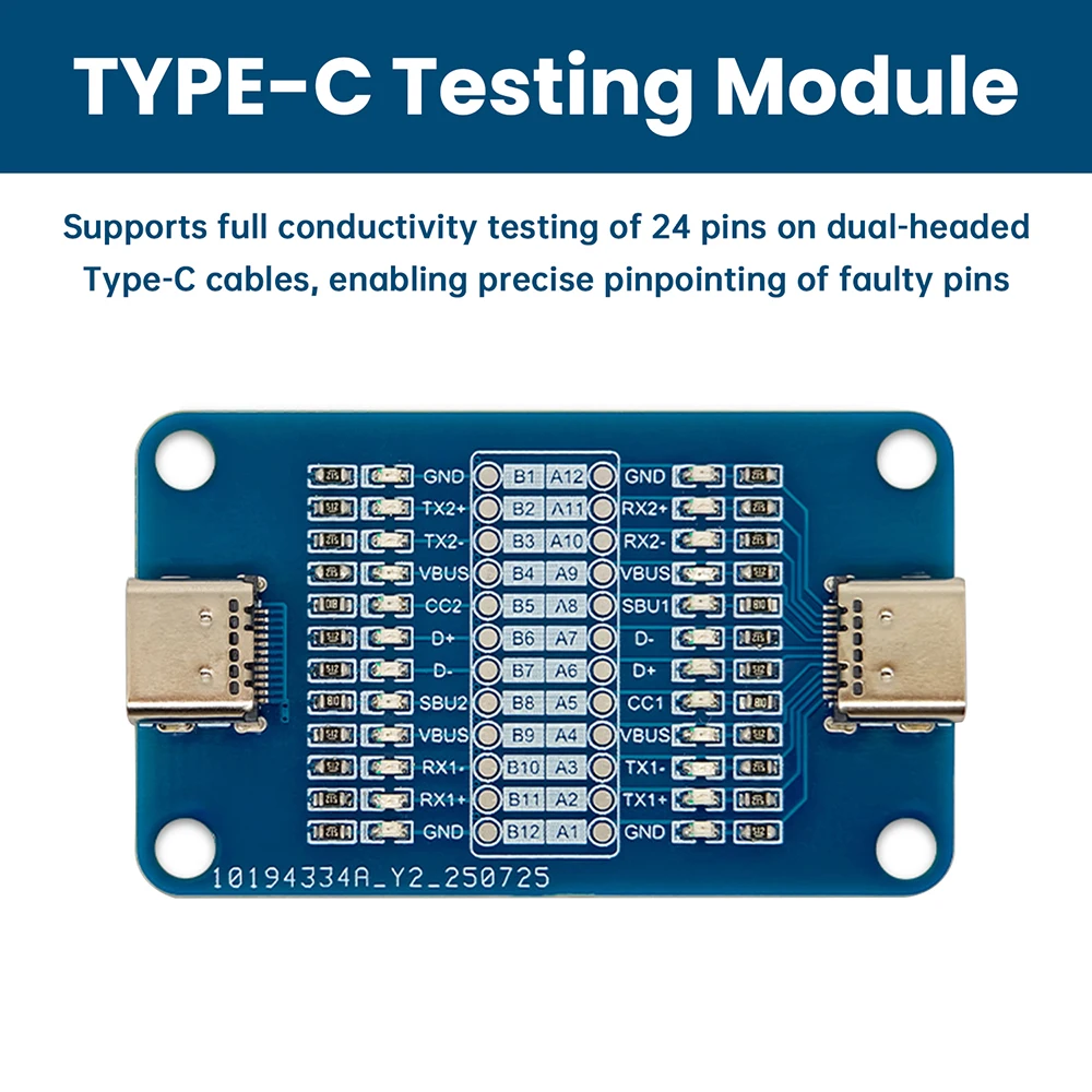 Dual-Port Type-C Fast Charging Cable Testing Module, Type-C to Type-C Cable Testing Module, Portable LED Indicator Cable Tester
