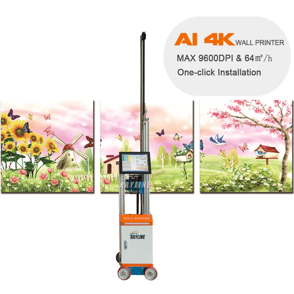 لوحة شاشة ذكية تعمل باللمس طابعة حائط عمودية طلاء رقمي نافثة للحبر مباشرة إلى آلة طباعة على الحائط