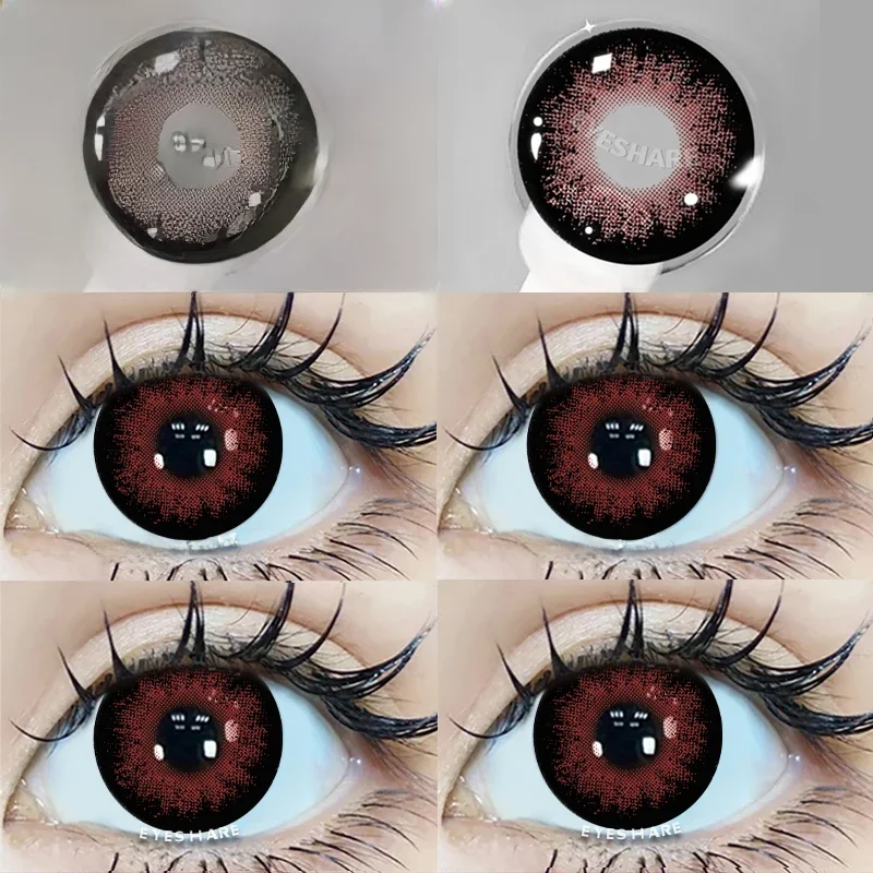 AMARA 1 paire de lentilles de Contact de couleur rouge noir pour grands yeux lentilles de Contact de couleur douce lentilles de Contact cosmétiques pour les yeux lentilles de couleur marron