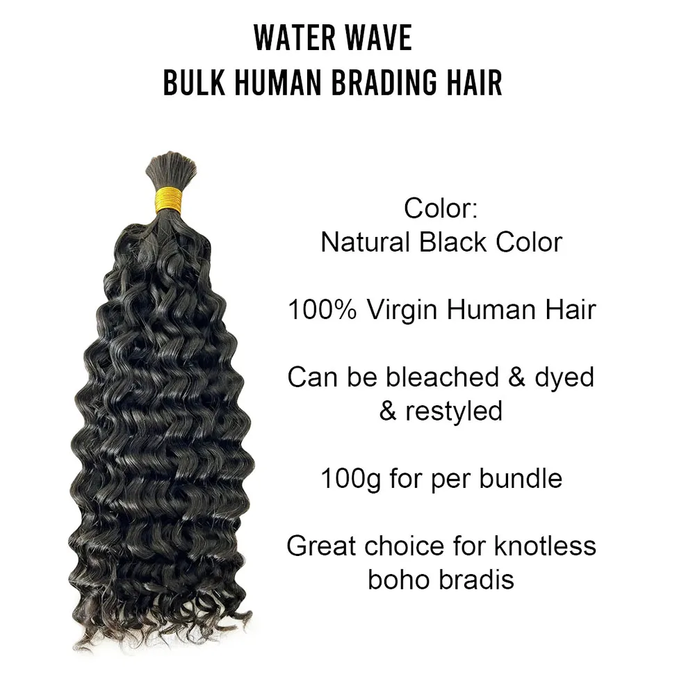 O volume da trança do cabelo humano, onda de água, tranças de Boho, nenhuma trama, extensão, cabelo humano