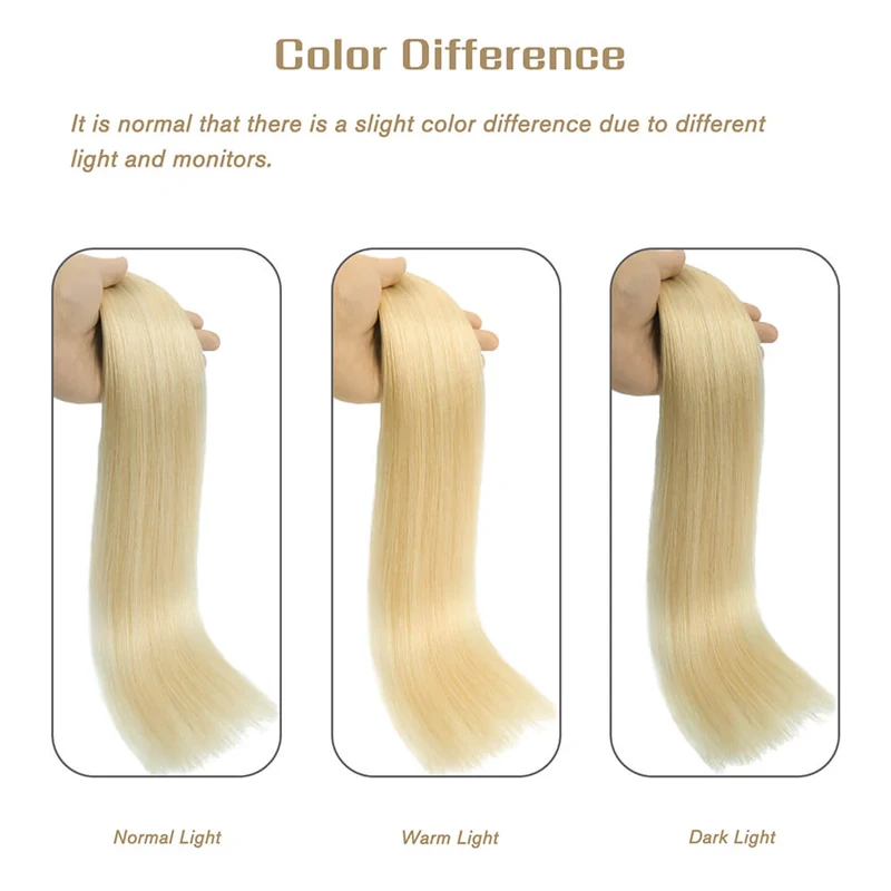 Extensiones de cabello Natural liso para mujer, postizo de peinado suave, Color rubio, #613