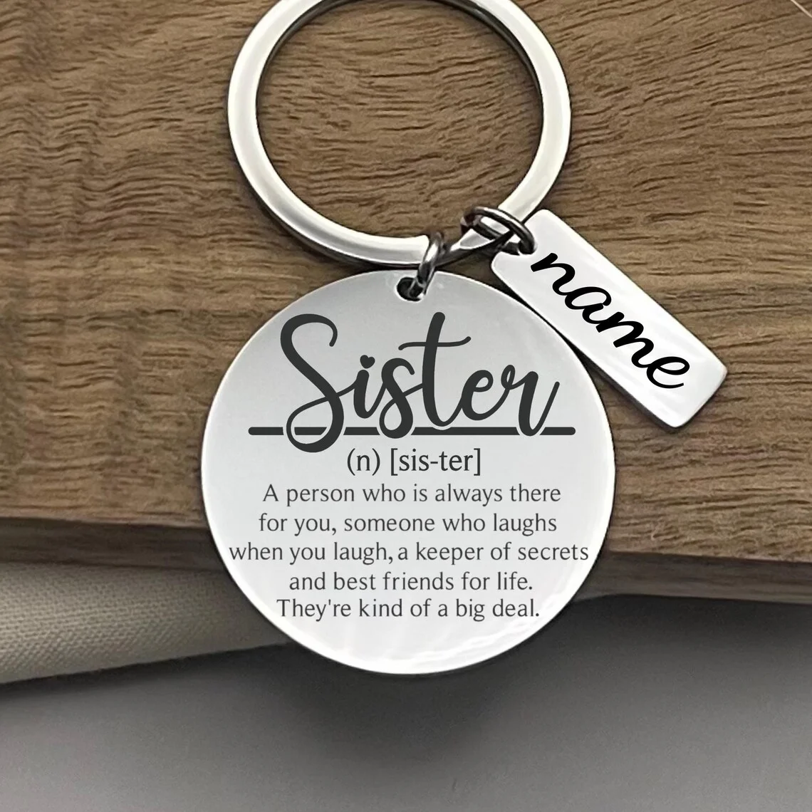 

Personalized Sister Definition Stainless Steel Keychain Sister Appreciation Gift Custom Name Keyrings