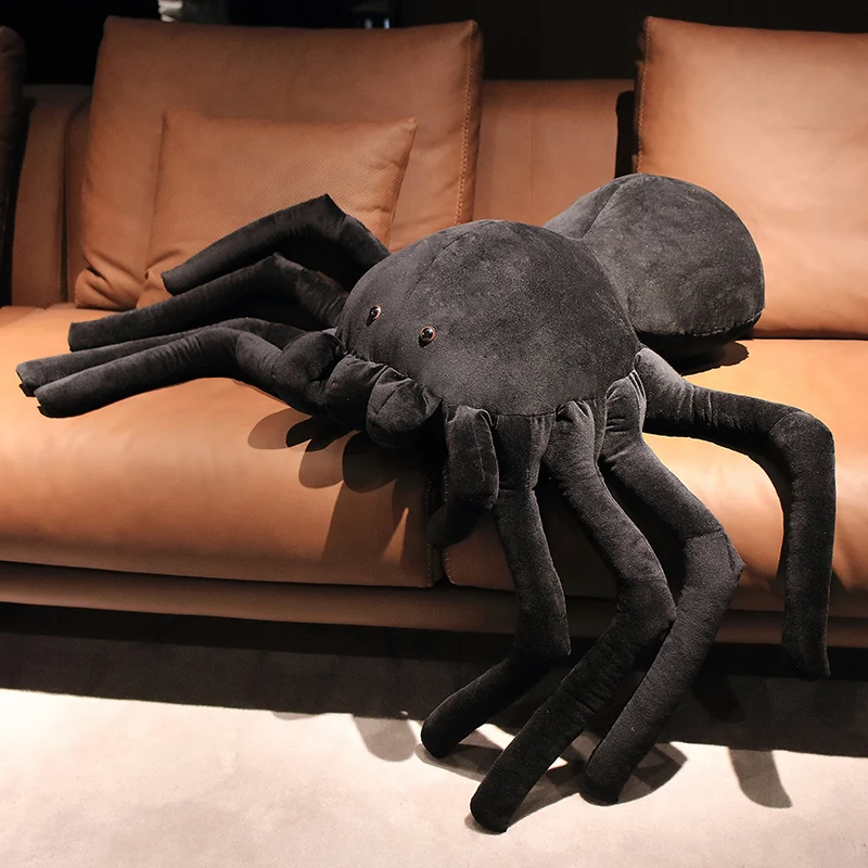 Giant Black Spider Plush Super Soft Stuffed Animal, Vintage Holloween Cute Realistic , Creepy Decor