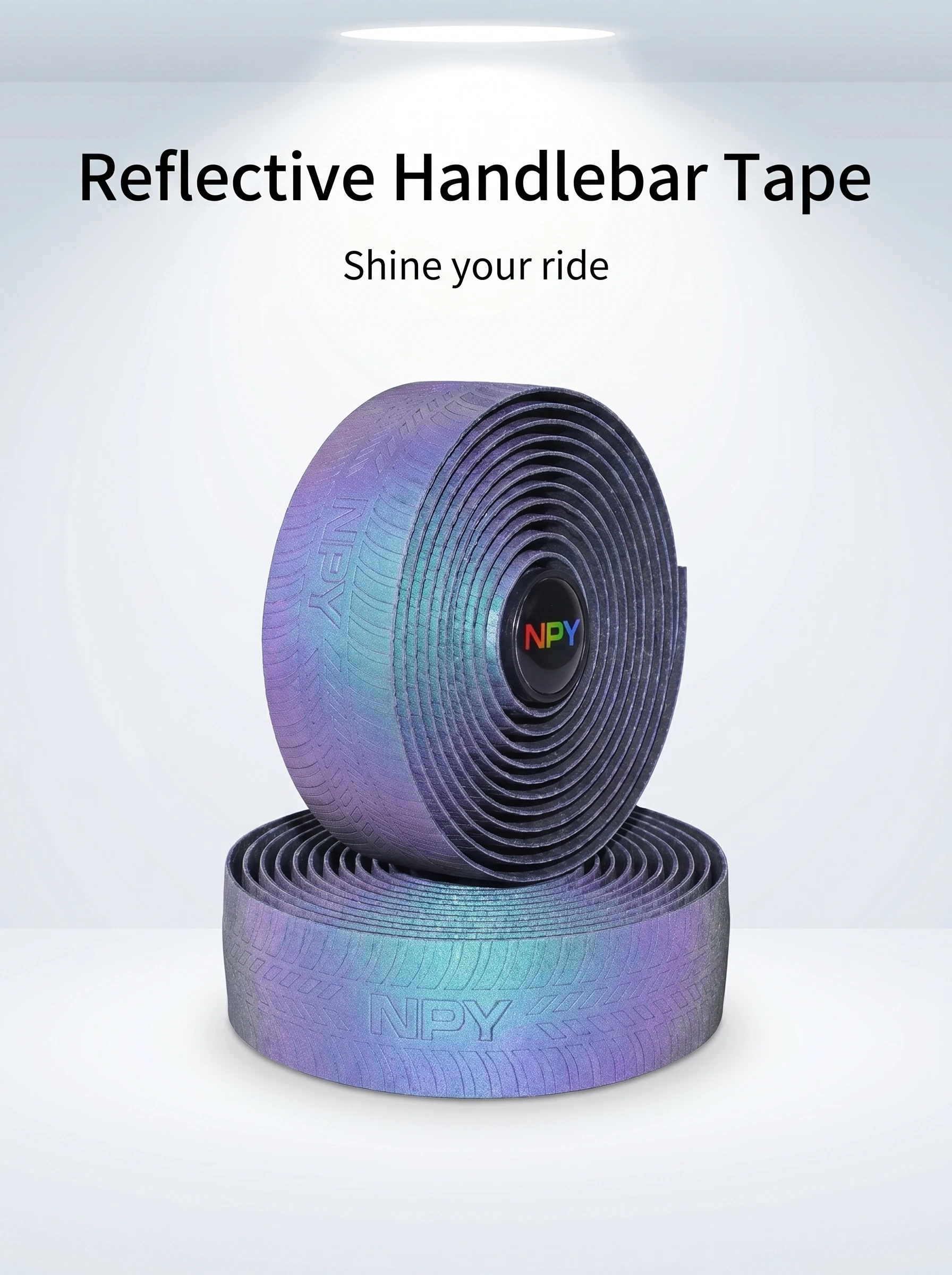 NPY  Bicycle Handlebar Strap Dazzle Handlebar Stripes Light Reflective Colorful  Bicycle Fork Grip Cycling Part Accessories