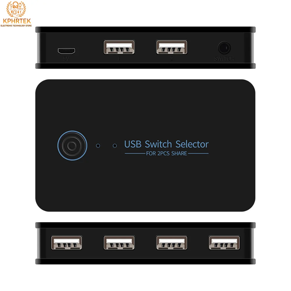 

20 шт. USB2.0 переключатель 2 в 4 выхода USB-разветвитель HUB 2 компьютера поделиться принтер мышь клавиатура U диск