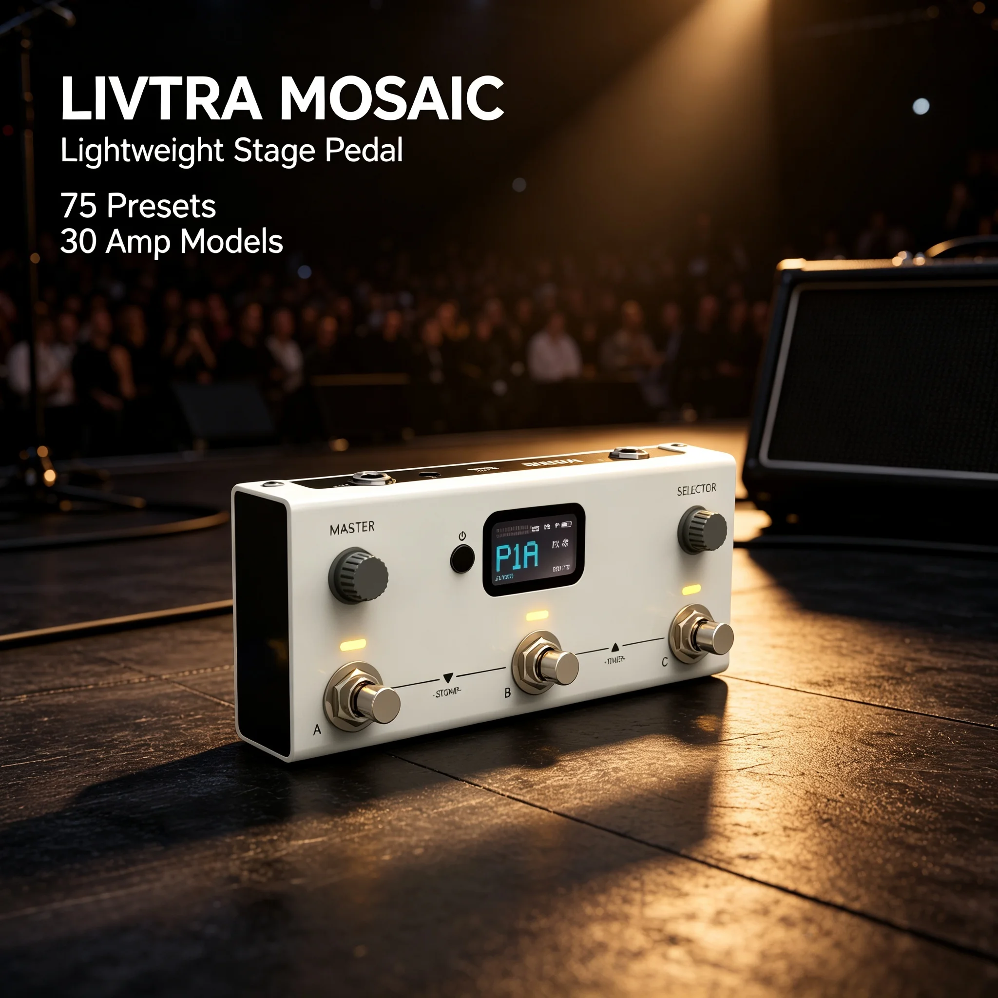 LIVTRA MOSAIC 3-Switch Guitar Multi-Effects Processor 44.1kHz 24bit 30 Amps 30 IRs Bluetooth 7.5H Battery USB Audio view 6