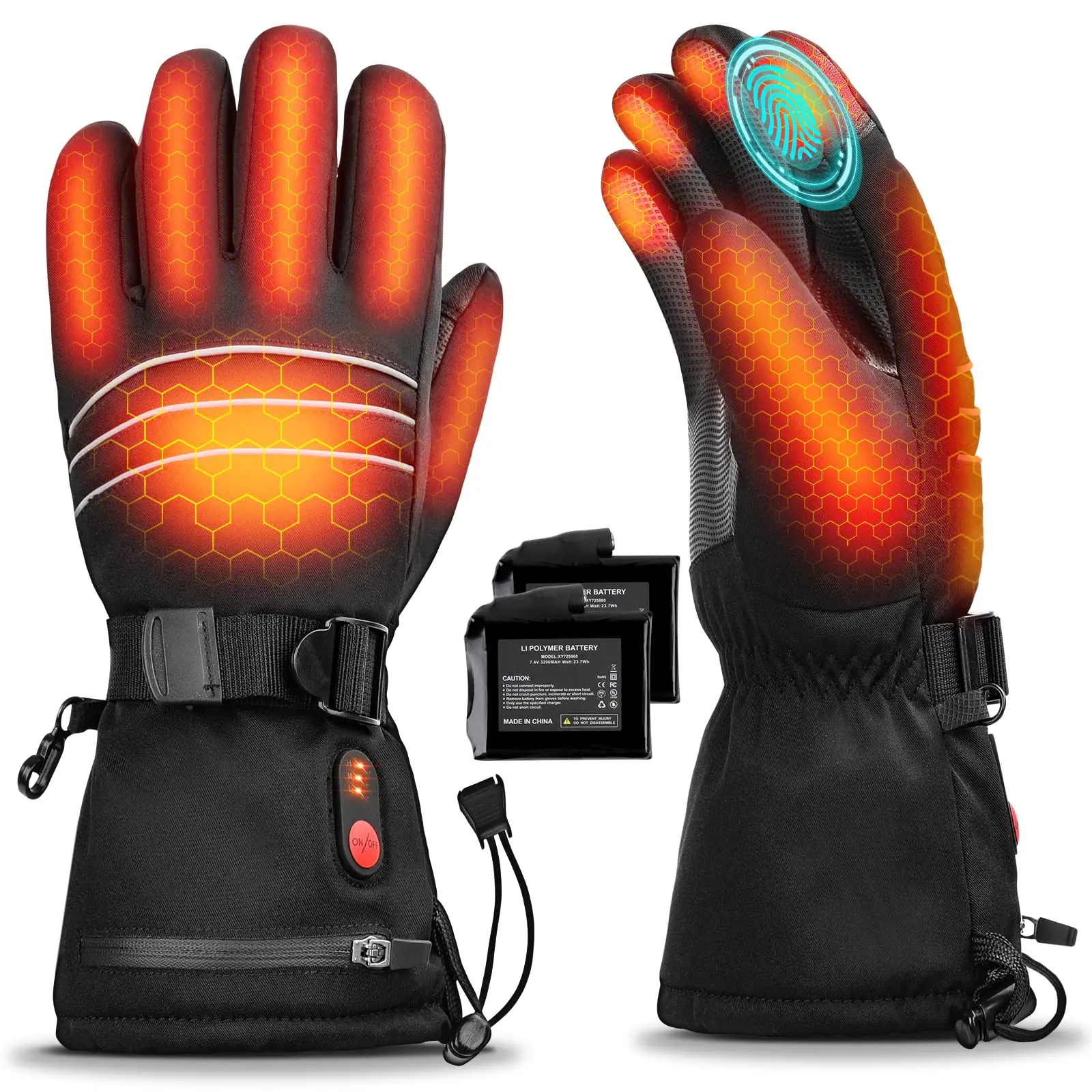 Rechargeable Waterproof Heated Gloves for Men and Women, Skiing and Riding, Outdoor