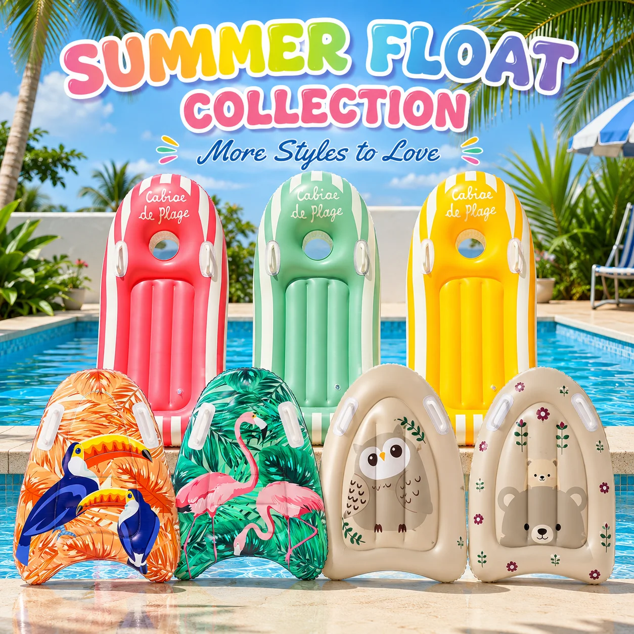 

Floating Surfboard with Handle Pool Floating Bed with Clear Window Inflatable Pool Float Summer Swimming Equipment