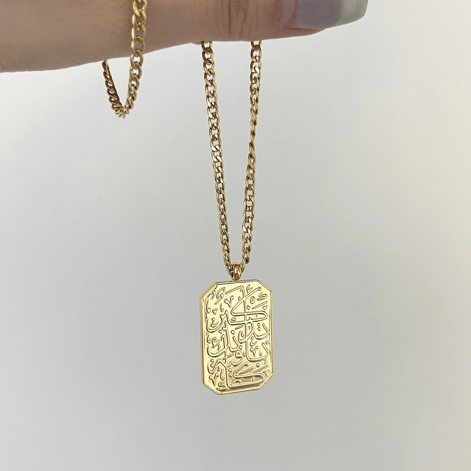 High End Personalized Arabic Plate Necklace Stainless Steel 18K Gold Plated Square Special Pendant Best Birthday Gift For Friend