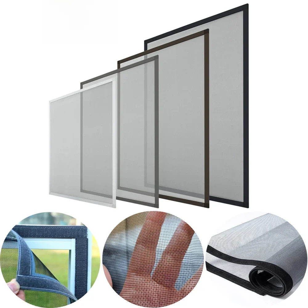 Écran de fenêtre personnalisé insectes auto-adhésif réutilisable lavable filet de fenêtre moustique maille tulle kit de cadre d'écran personnalisé
