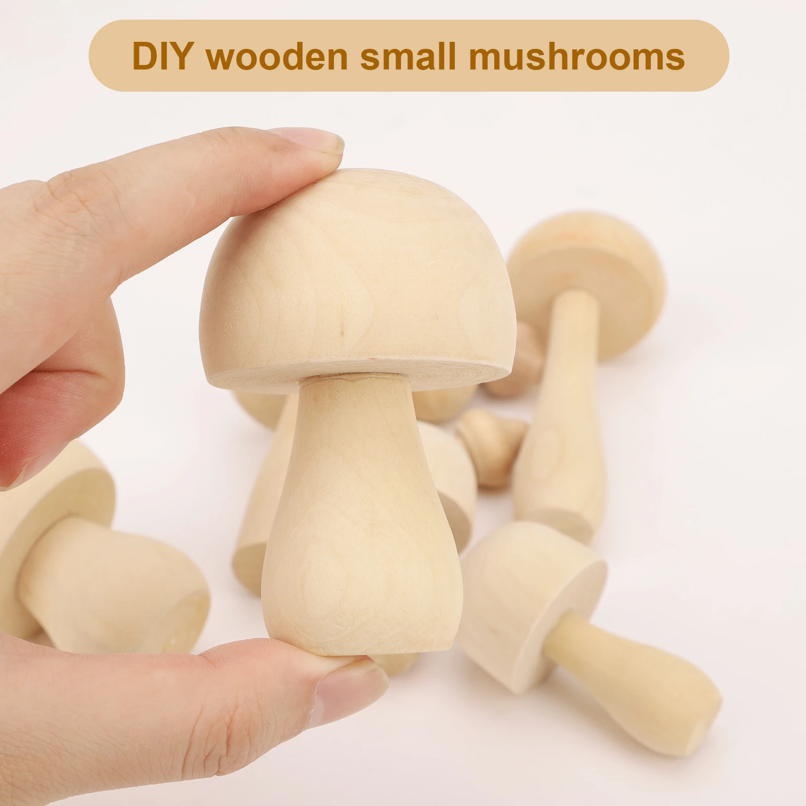 9pcs DIY Small Wooden mushrooms 7 kinds of unpainted wooden mushrooms for children\'s art and DIY crafts