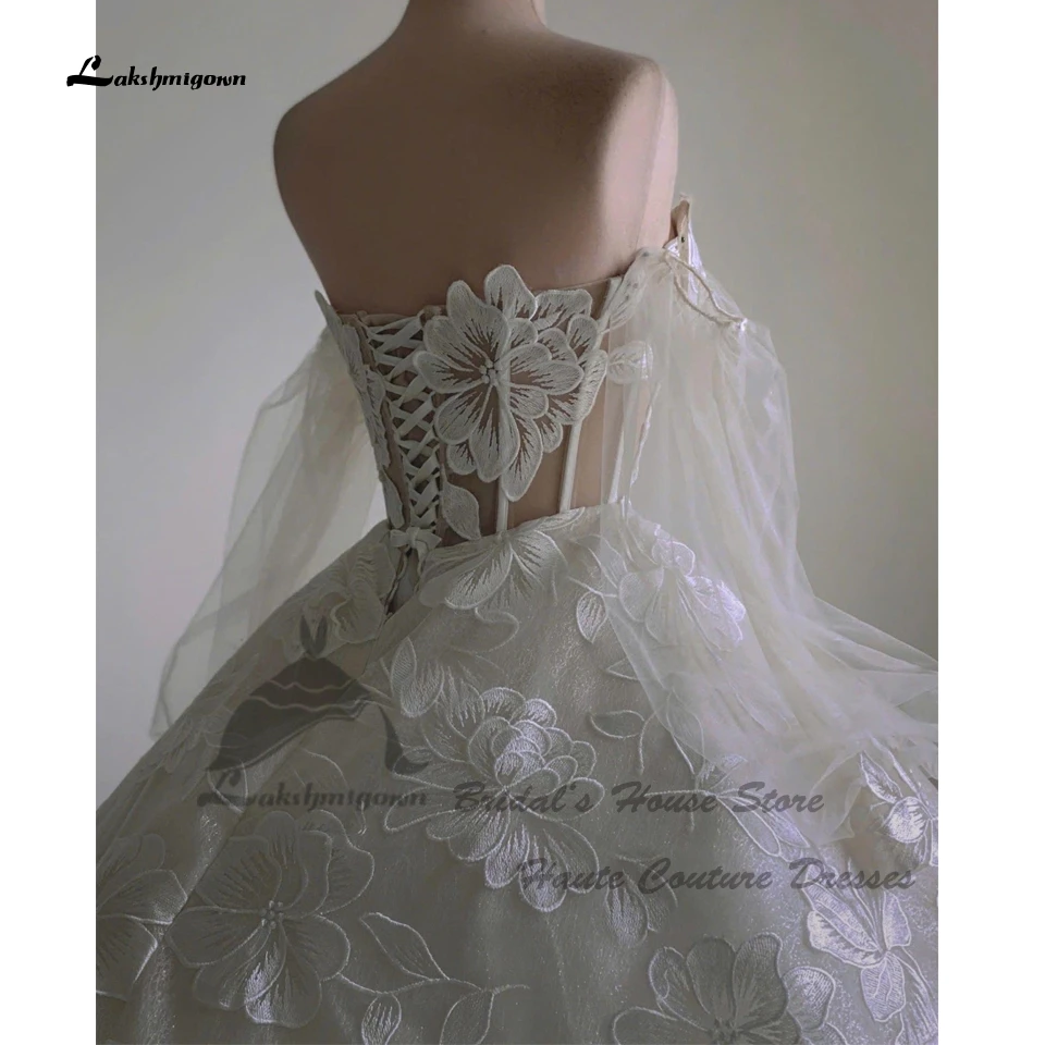 Lakshmigown Luxuriöse Spitzen-Hochzeitskleider für die Braut 2026 Maßgeschneiderte Korsett-Boho-Brautkleider mit Schnürung am Rücken – Detail 5