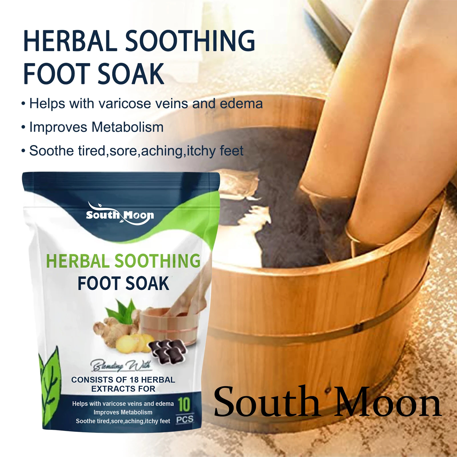 

Южная Луна, успокаивающее средство для замачивания ног, уменьшение отеков, облегчение боли в мышцах суставов, снятие стресса и тревоги, расслабляющий мешок для замачивания ног