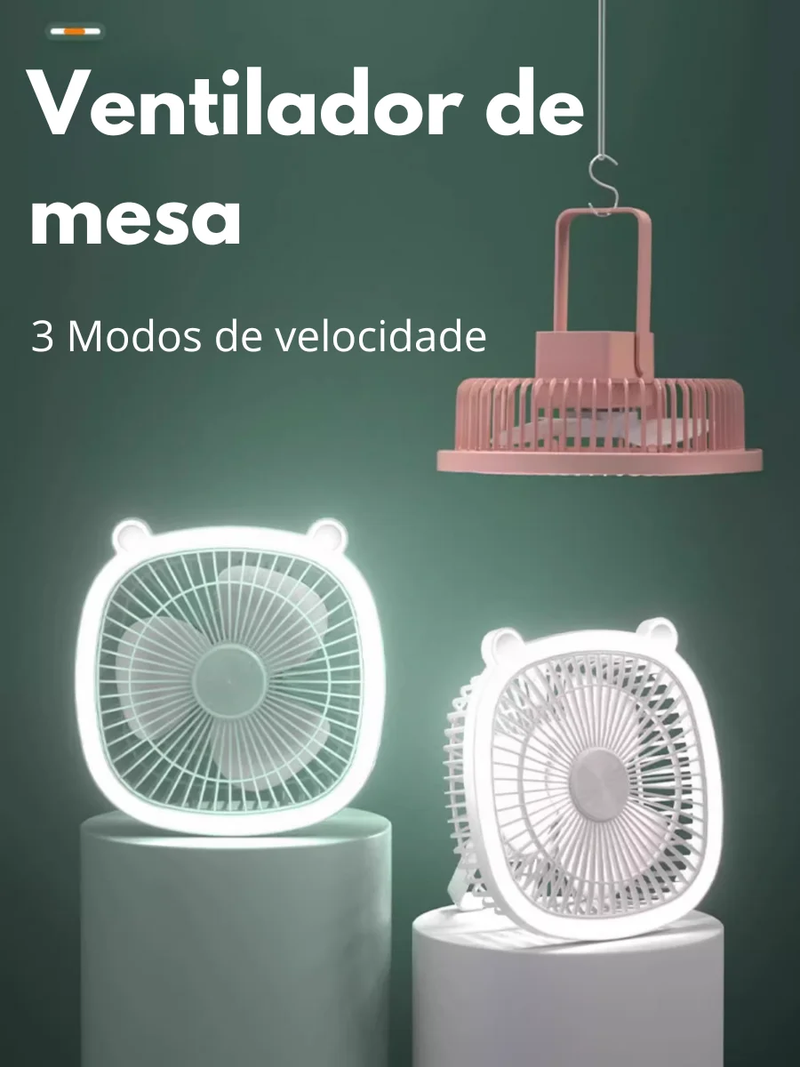 SKYTUR STORE-Portable USB Table Fan With Rotating Ringlight-RAPID SHIP TO ALL BRAZIL
