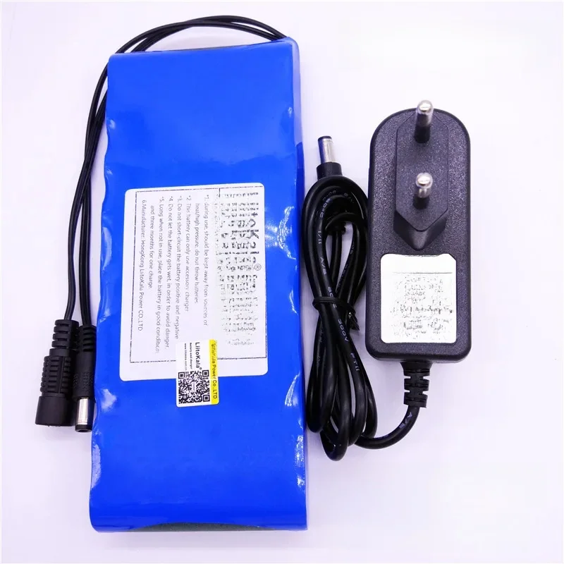 HK LiitoKala 12V 9800mAh 18650 DC 12V 12.6V Super akumulator ue/usa adapter wtyczki do kamera telewizji przemysłowej wideo baterii przenośne — zdjęcie 2