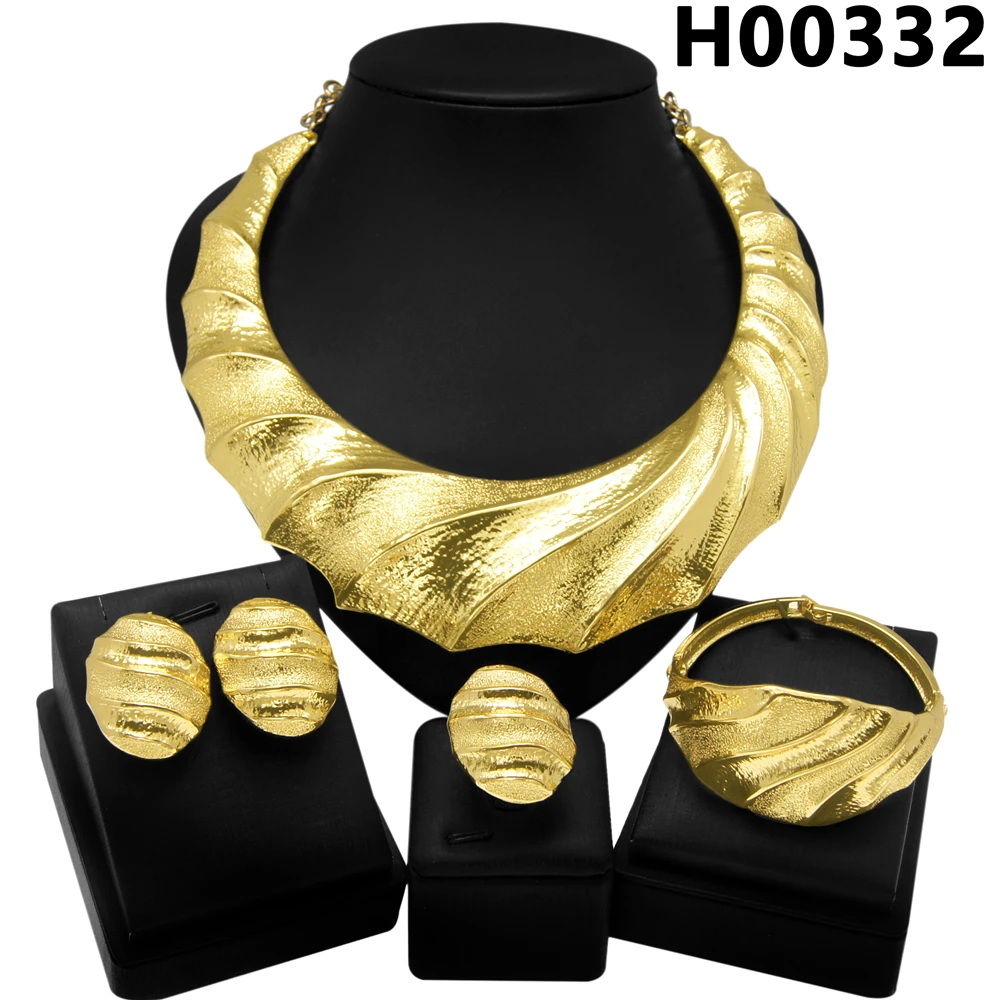 Dubai  Gold Plated Jewelry Sets For Women Brazilian Original Fashion Trend Earrings Rings Wedding Banquet Jewelry Sets