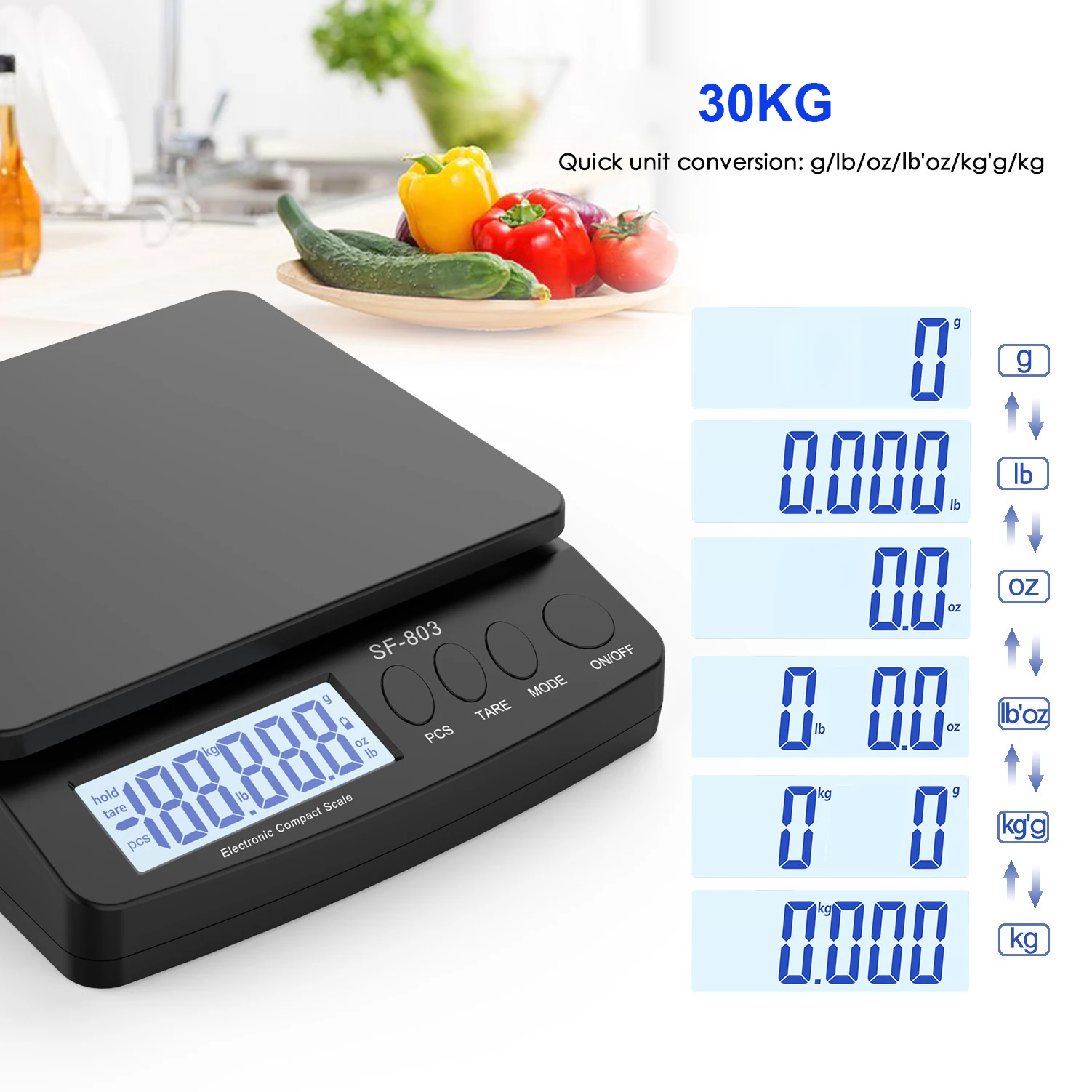 

30kg/1G Electric Digital Scale Food Scale Kitchen Scale Digital Precision LCD Digital Scale Electronic Balance Weight Scale