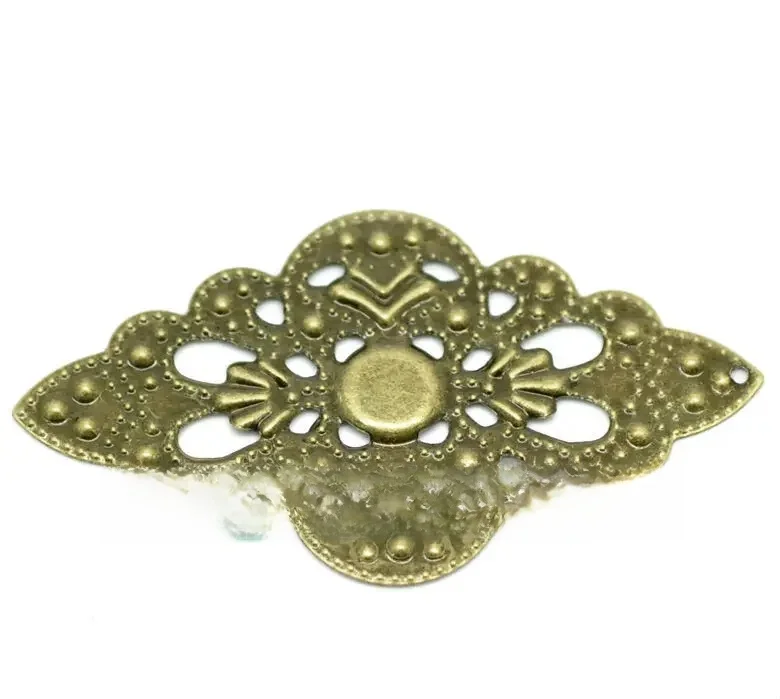 Free shipping-50PCs Antique Bronze Filigree Wraps Connectors Crafts Gift Decoration DIY Embellishments Findings 5.2x3cm J0623