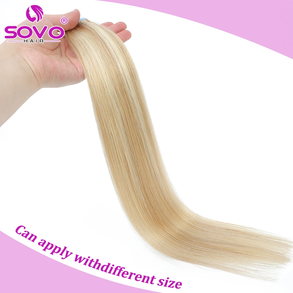 10/20/40 Pcs Tape In Hair Extensions 100% Human Hair Real Natural Hair European Straight Blonde Skin Weft Hair Extension 12-16"