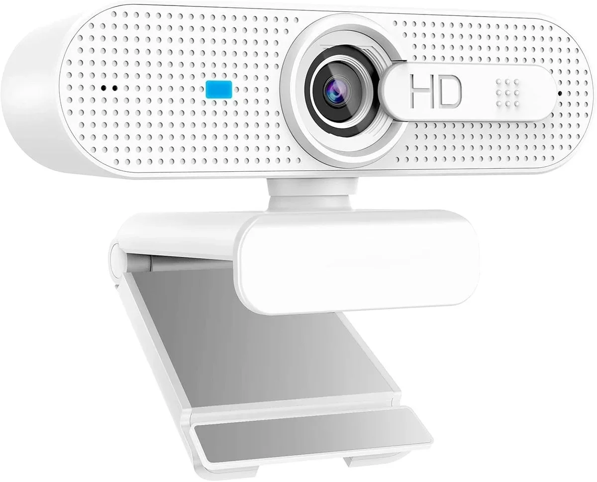 USB Webcam Video Camera, 1080P avec 30 Bildern pro Sekunde, 80° breiter Betrachtungswinkel, integriertes Mikrofon avec Geräuschunterdrückung, Autofokus PC-Kamera pour Laptops et Desktop-PCs, geeignet