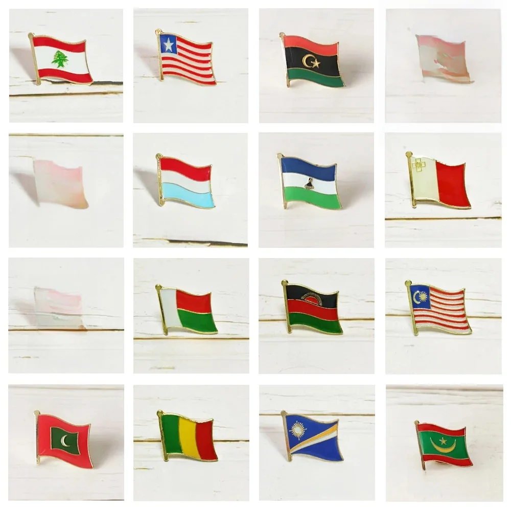 Flaga narodowa Metalowa przypinka do klapy Cały świat Liban Litwa Lesotho Malta Macedonia Malezja Malediwy Mali Libia Malawi — zdjęcie 2