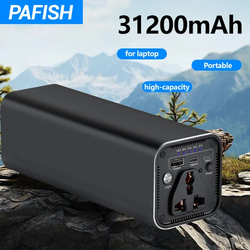 N6 AC 콘센트 휴대용 노트북 보조배터리, 범용 31200mAh 100W 여행용 노트북 충전기 및 고속 충전 