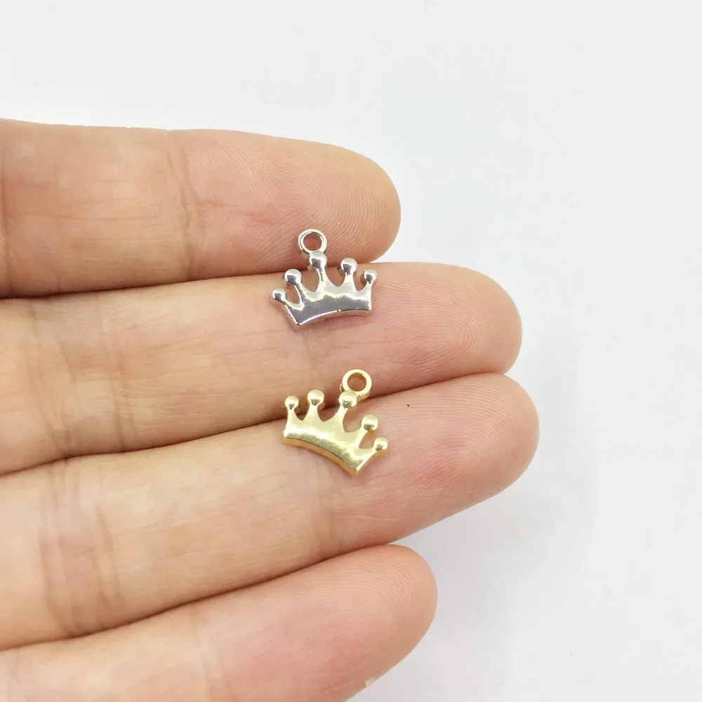 Eruifa 20 sztuk 10mm Mini korona biżuteria ze stopu cynku DIY Charms naszyjnik, kolczyki 2 kolory — zdjęcie 2