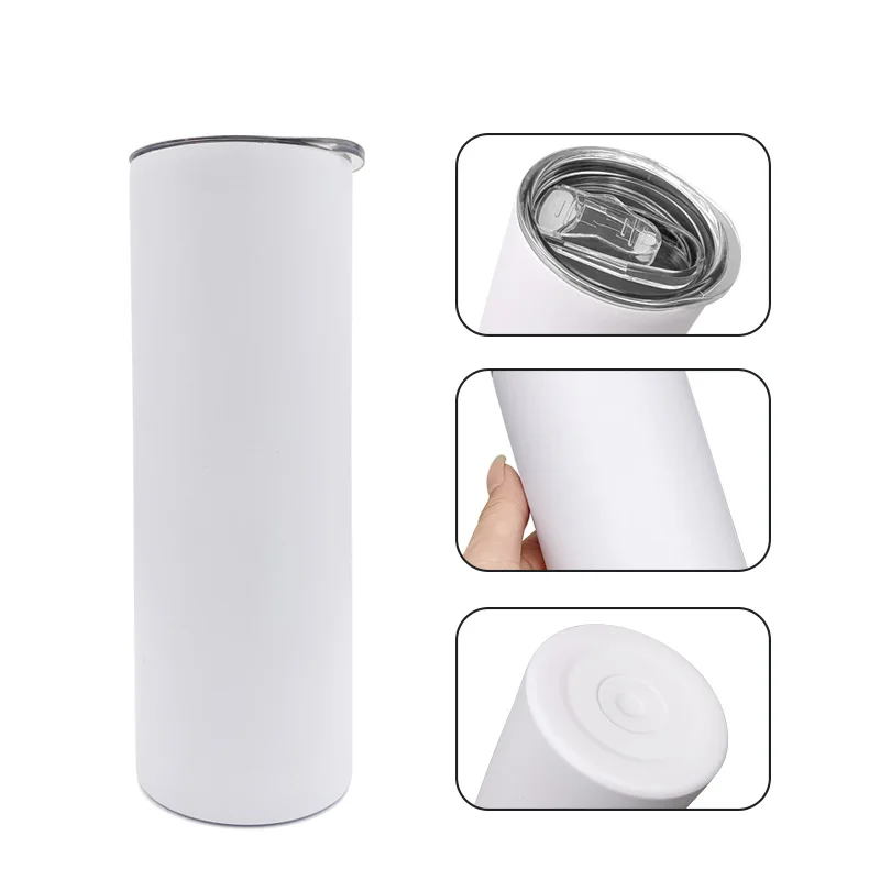 Sublimation Skinny Tumbler Blank Glow In The Dark 20oz Stainless Steel Paint Straight Cups Water Bottle with Closed Lid Straw