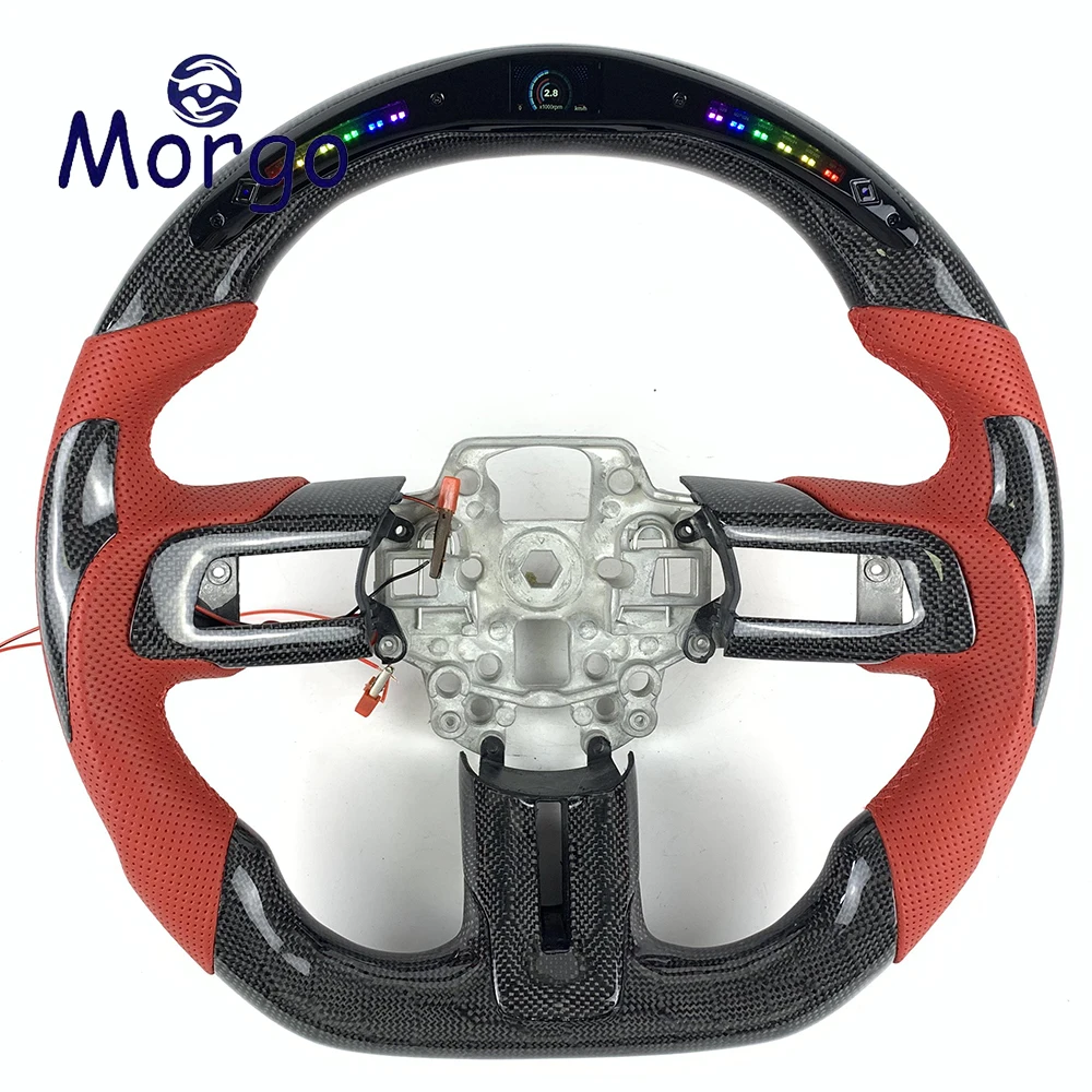 LED Carbon Fiber Steering Wheel Fit For Ford Mustang 2015 2016 2017 2018 2019 2020 2021 2022 2023 Custom