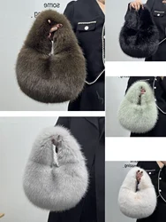 Luxurious Faux Fur Fashion Soft Large-Capacity Winter Tote Bag - Versatile Plush Handbag for Fall and Winter