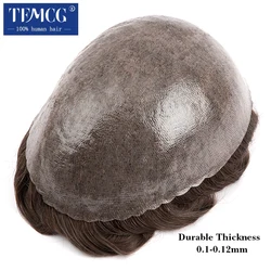 Male Hair Prosthesis 0.1-0.12mm Injection Skin Man Wig Durable Wigs For Men Natural Human Hair System Unit Capillary Prosthesis