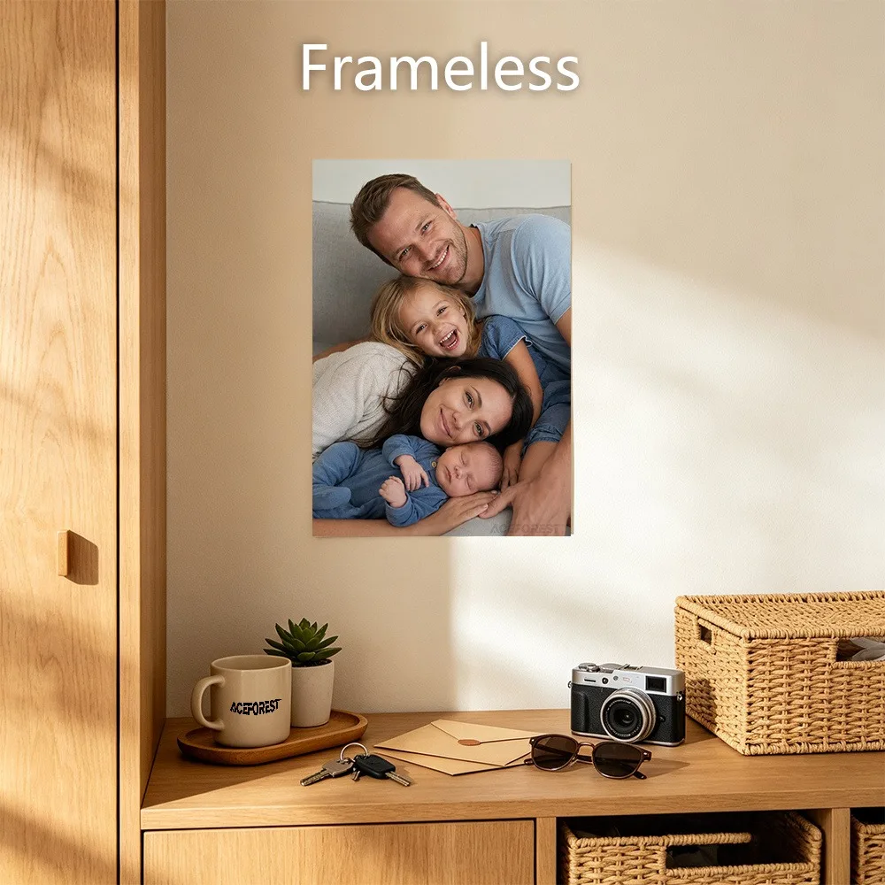 2D Personalized Photo Canvas Wall Art With Wooden Frame Custom Family Couple Portrait Glossy Print Home Interior Wall Hanging De - view 4