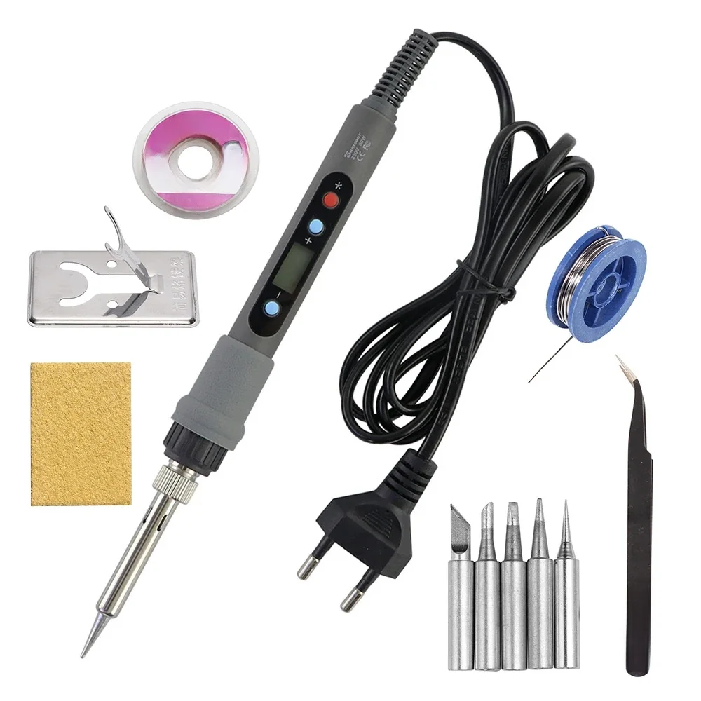 Ensemble de fer à souder électrique avec affichage numérique LCD, température réglable, station de expédide soudage, kit de réparation UE, 80W, 220V