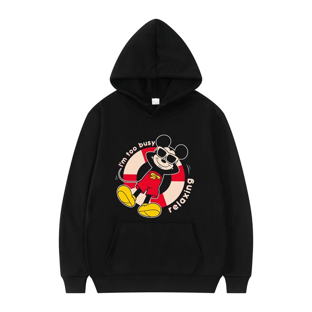 2025 New Disney Mickey Minnie Casual Men's and Women's Hoodies Cartoon Minnie Pattern Large Size Pullover Spring and Autumn Outd