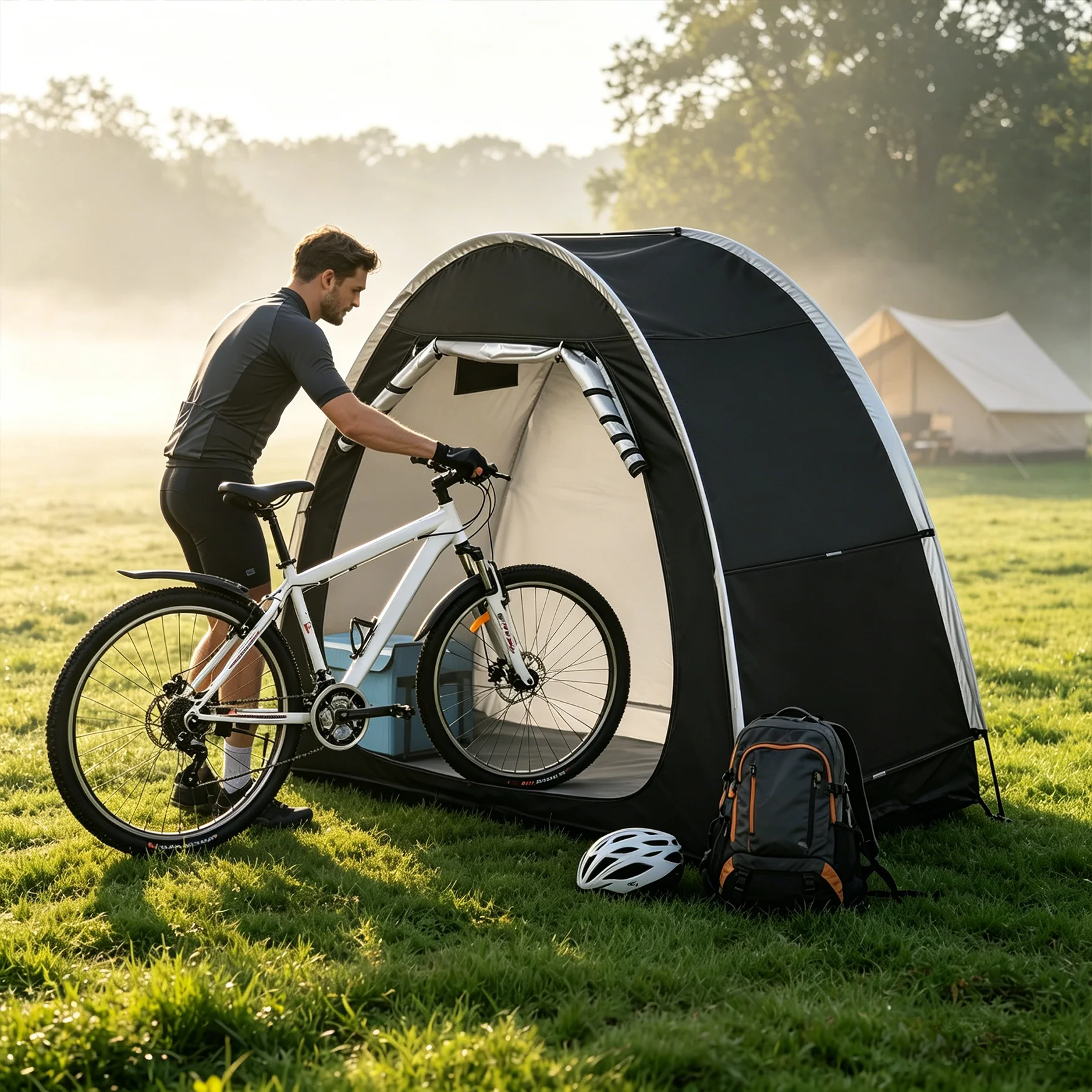Tente de rangement pour vélos imperméable 210D, abri extérieur pour vélos, protection contre la pluie, la neige et les UV en tissu Oxford enduit d'argent, multi-usage pour outils de jardin, jouets,