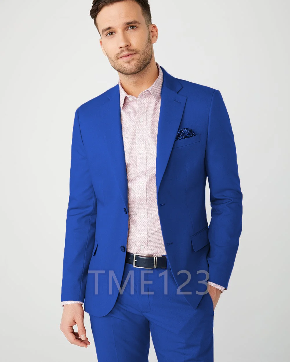 

2022 Fashion New Men's Business Solid Color Suit Coat / Male Slim Wedding 2 Pieces Blazers Jacket Pants Trousers