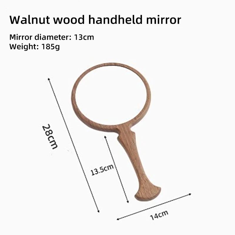 Madeira maciça retro fishtail lidar com espelho de maquiagem beleza tatuagem espelho de beleza portátil espelho de maquiagem portátil