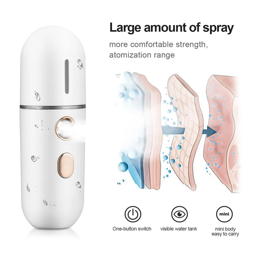 Ckeyin 30Ml Mini Facial Steamer Mist Spuit Nano Mister Hydrating Gezicht Mist Spray Fles Luchtbevochtiger Spa Huidverzorging Hydraterende