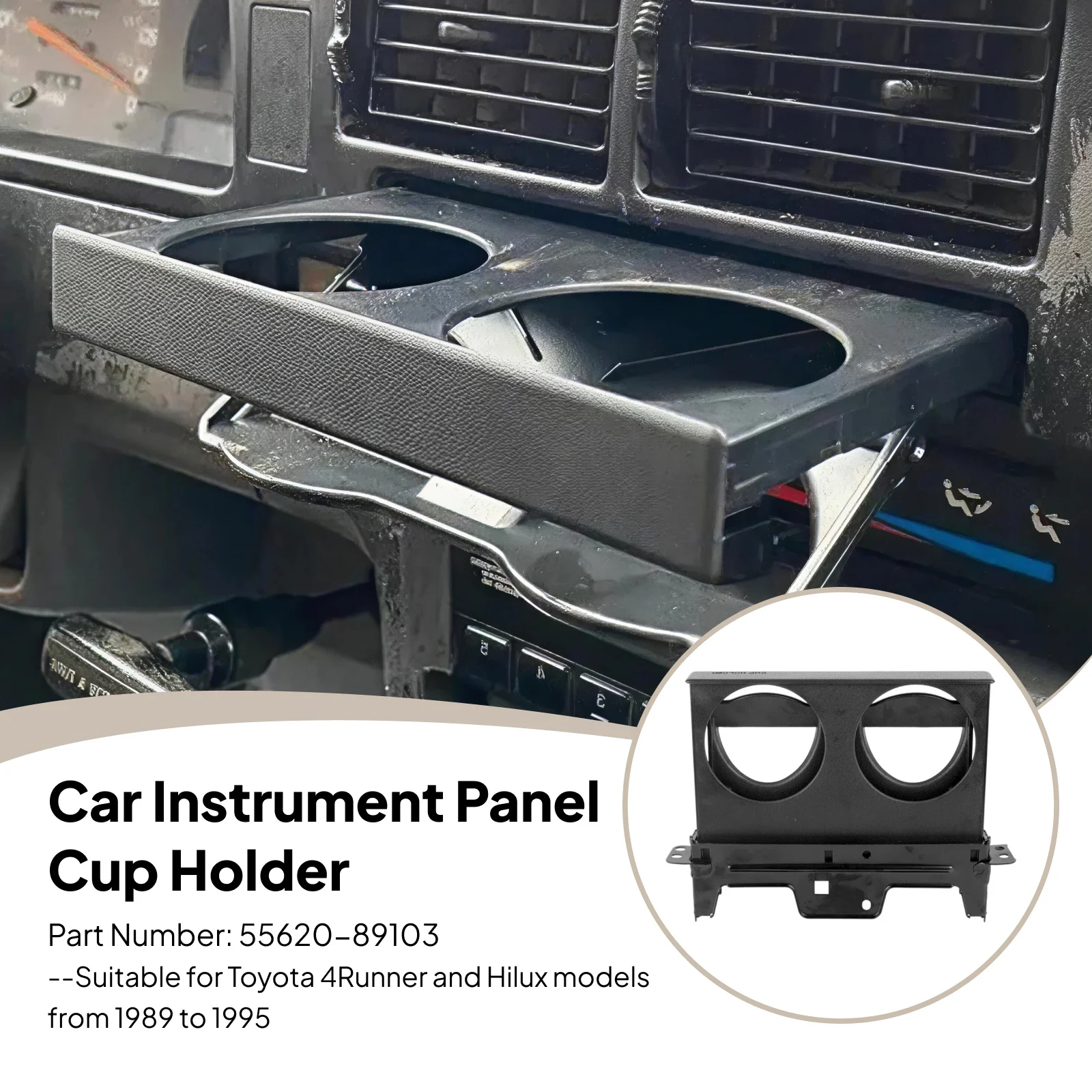 Car Instrument Panel Cup Holder Mounted Dual Pull Out 5562089103 for Toyota Hilux 1989-1995 Pickup Accessories