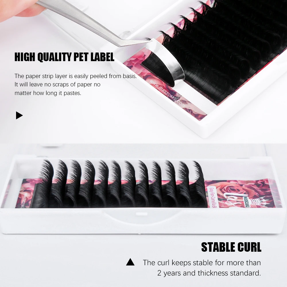 Fast Easy Fanning Eyelashes Extensions Faux Mink One Second Making Fans Eyelash 0.03-0.10mm Fluffy Camellia Blooming Lashes Tray