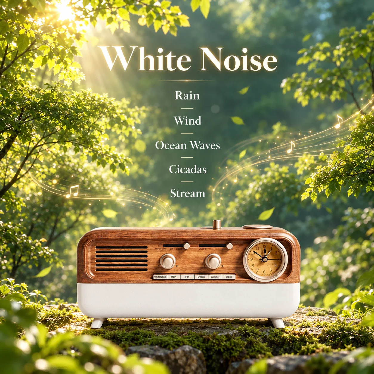 Retro Bluetooth Speaker with White Noise for Sleep, Adjustable Warm & Cool Ambient Light, Alarm Clock, Decorative Gift