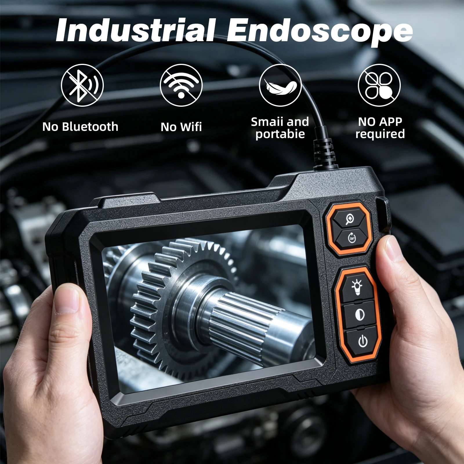 Caméra d'inspection d'endoscope 1080P HD, écran IPS 4,3" avec éclairage LED réglable, câble de ressort flexible 2M / 5M / 10M, Borescope rechargeable USB pour réparation de voiture d'inspection de canalisations d'égout, cadeau idéal pour hommes