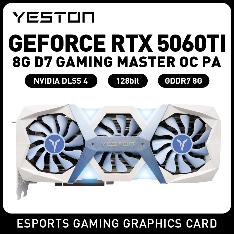 Usado YESTON 5060ti rtx 5060 ti 256 bits GDDR7 placa de vídeo de escritorio tarjeta de vídeo RTX5060TI 8G D7 OC PA tarjeta gráfica para juegos