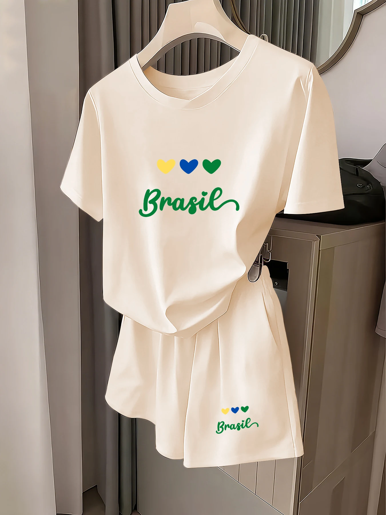 

Summer Casual Short-Sleeved Shorts Set, Fashionable Printed Casual Sports Two-Piece Set