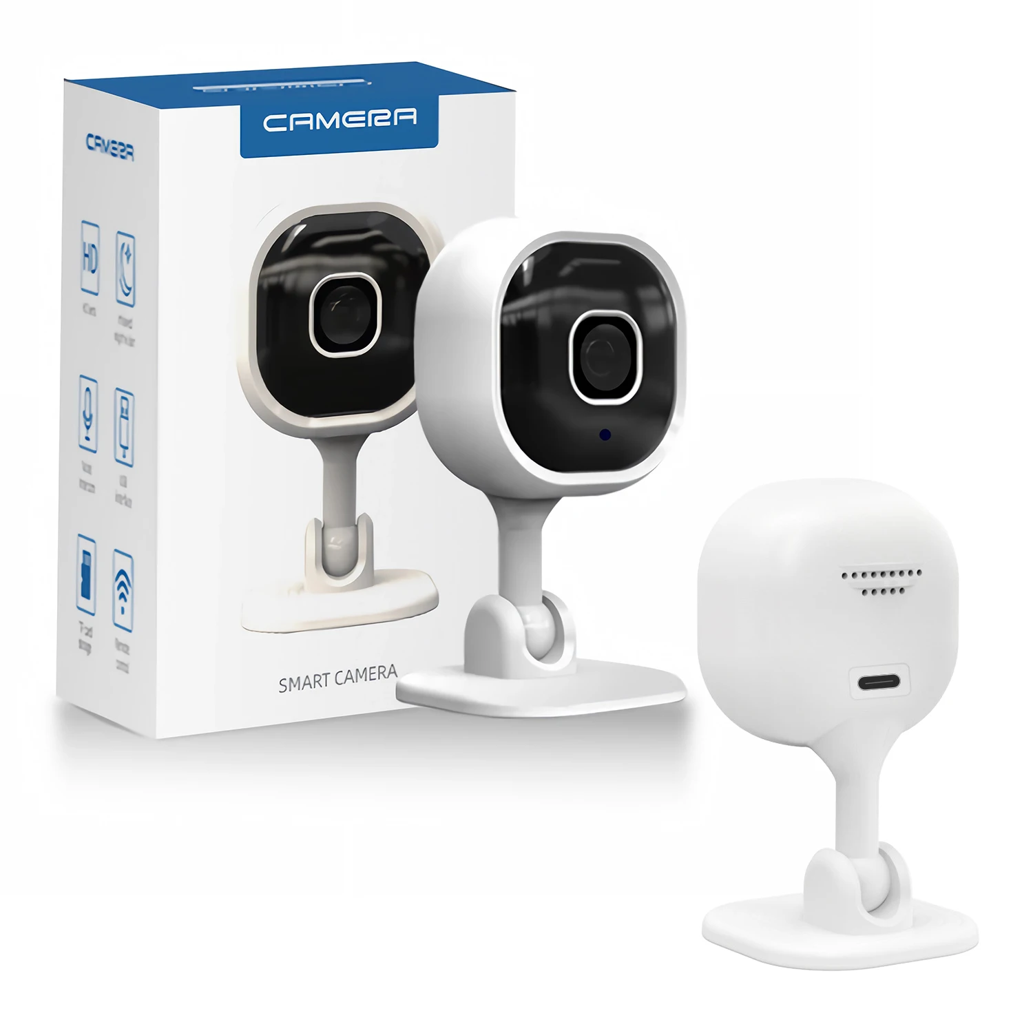 Mini Überwachungskamera 1080P – USB-Kamera mit Zwei-Wege-Audio, Nachtsicht, Bewegungserkennung & App-Steuerung (IWFCAM) – ideal als Baby- & Haustierkamera für Zuhause & Büro – Weiß