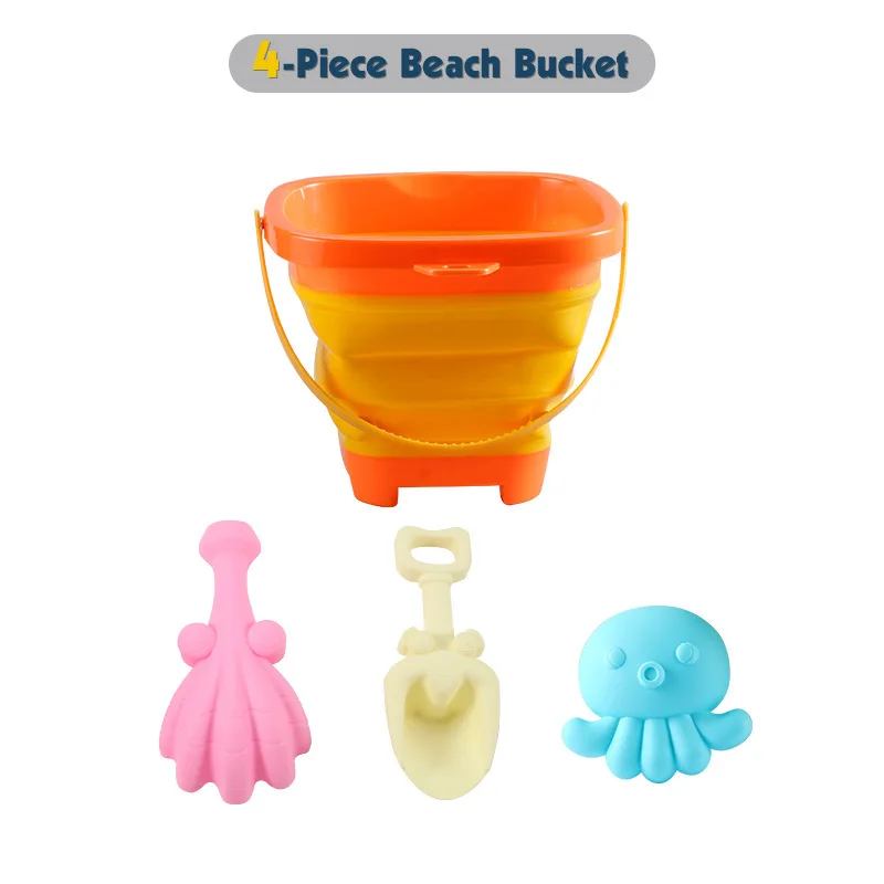 Collapsible Beach Sand Toys for Kids Play Water Toys Portable Sand Bucket Summer Outdoor Play Sand Water Game Toy for Kid