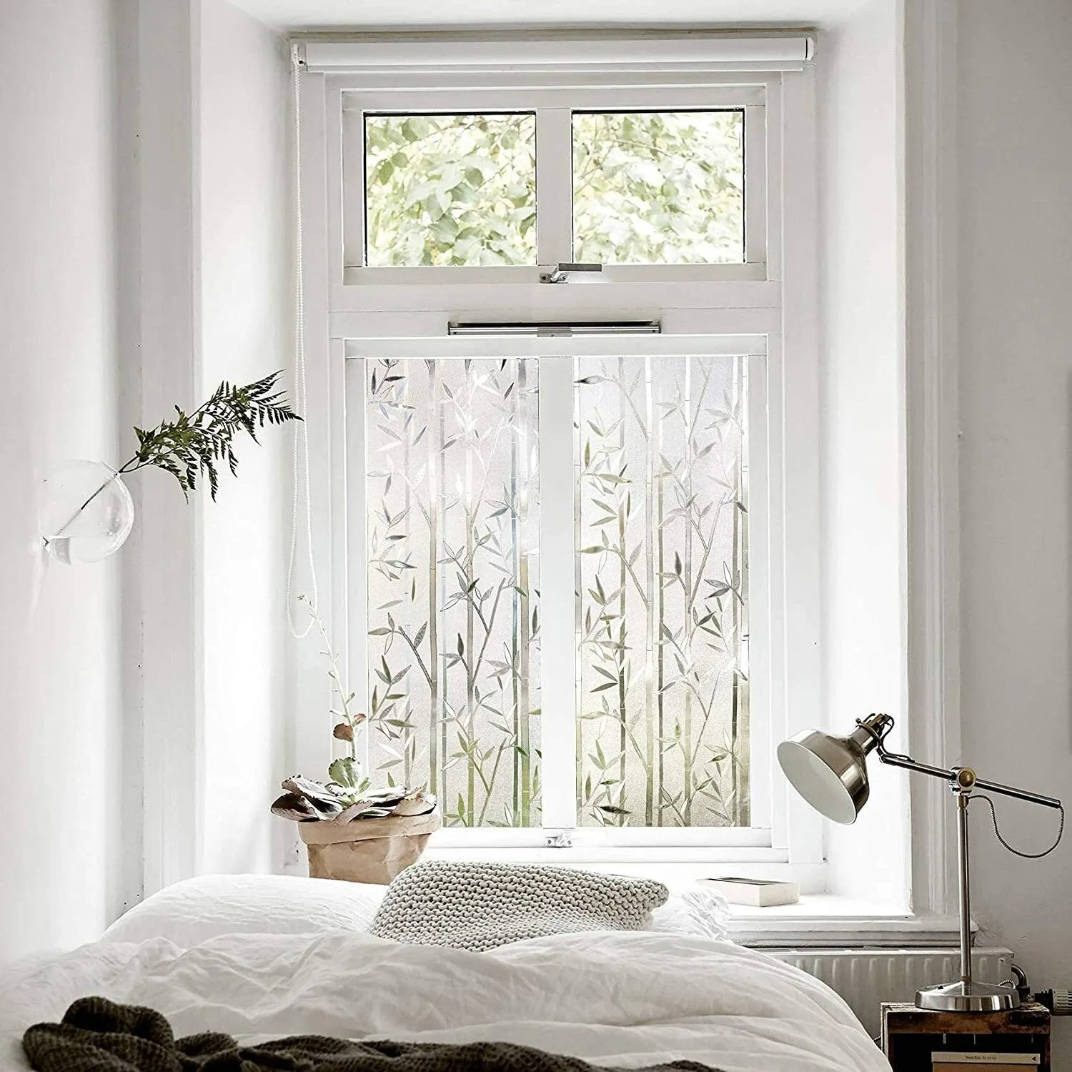 Statische Fensterfolie 60x500cm PVC Sichtschutzfolie ohne Klebstoff Wiederverwendbar UV‑Schutz für Fenster Türen Vitrinen Glas Dekorfolie Heim Büro