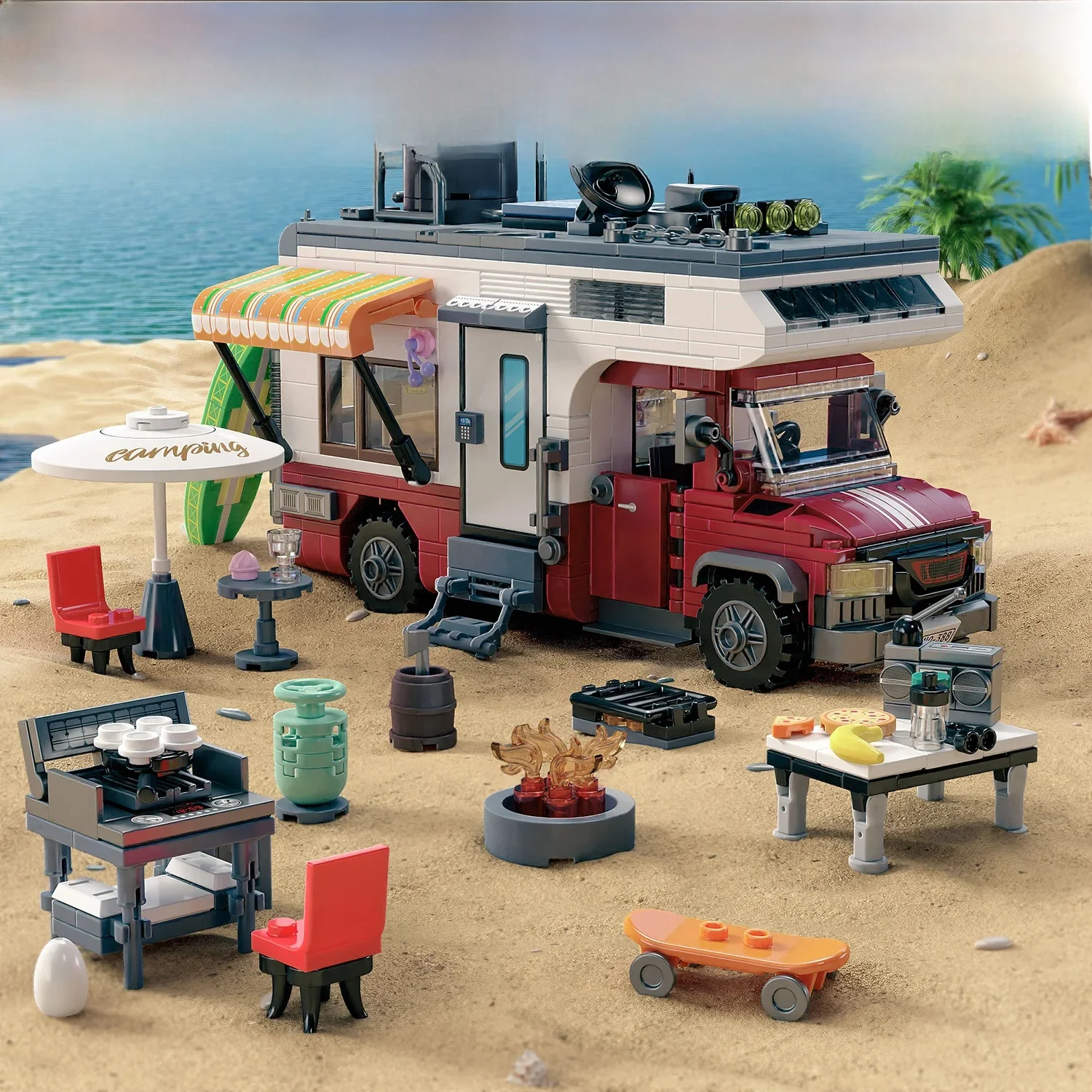 924PCS Camper Bouwstenen Set Montage Puzzel Bricks Model met LED Licht Desktop Decoratie Geschenken - afbeelding 2