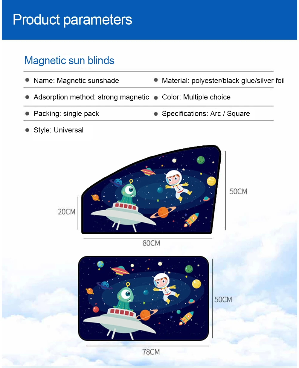 Magnetischer Vorhang im Auto Fenster Sonnenschutz Abdeckung Cartoon Universal Seitenfenster Sonnenschutz UV-Schutz für Kinder Baby Kinder – Detail 4