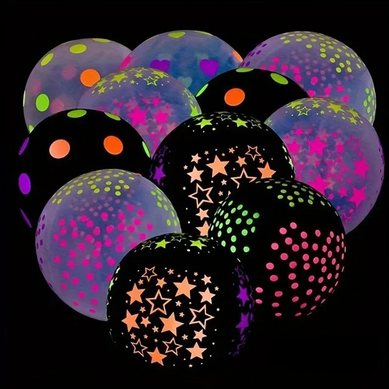 Ballons fluorescents en Latex, 20 pièces, brillent dans la nuit, néon, pour mariage, anniversaire, décor de fête